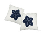 AB903 Anne Home - White Pillow  Blue Star  set of 2 