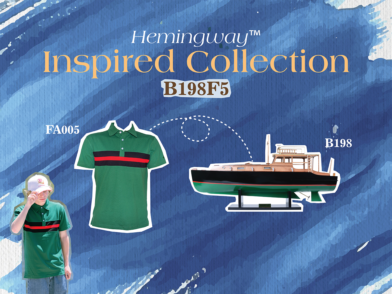B198F5 Hemingway Pilar Fishing Boat Combo: A Model and Polo Shirt Set B198F5L01.jpg