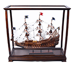 P095 Display Case for Midsize Tall Ship Classic Brown 