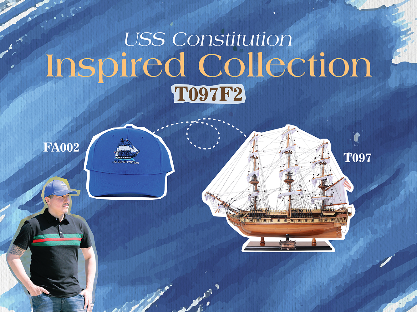 T097F2 Ultimate USS Constitution Combo: A Model Ship and Classic Hat T097F2L01.jpg