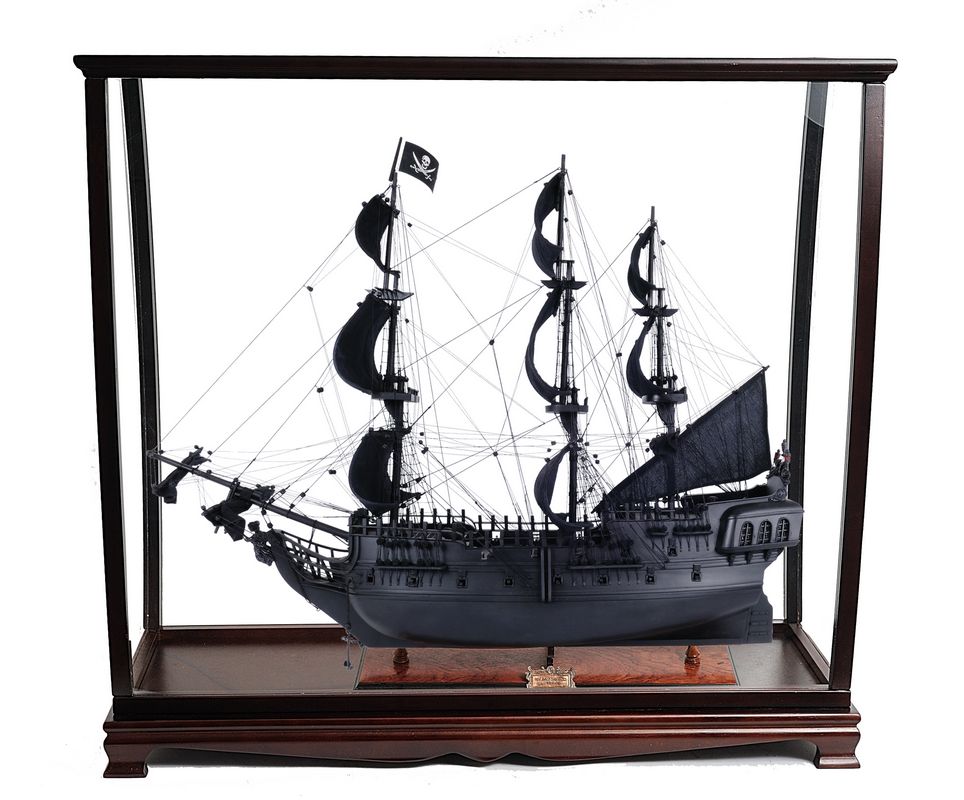 T295A Black Pearl Pirate Ship Large With Table Top Display Case T295AL01.jpg