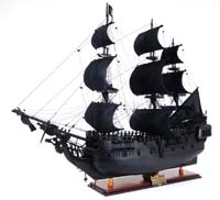 T305B Black Pearl Pirate Ship Midsize With Display Case Front Open 